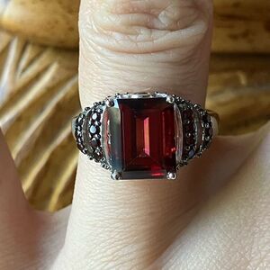 Red Labradorite Vermelho Red Garnet Sterling Silver Ring Size 6
